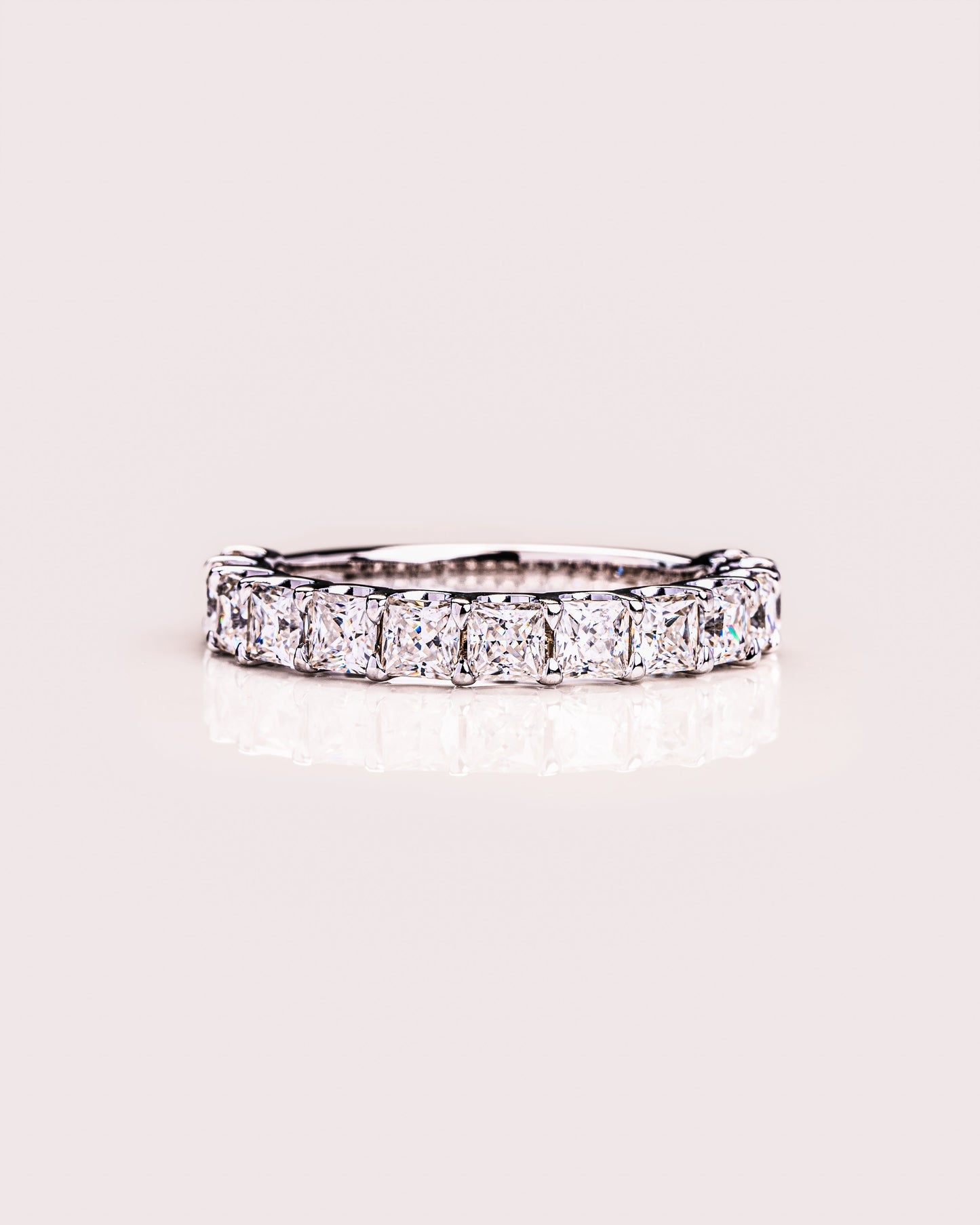 2.8 CT Princess Stones Half Eternity Lab Grown Diamond Wedding Band
