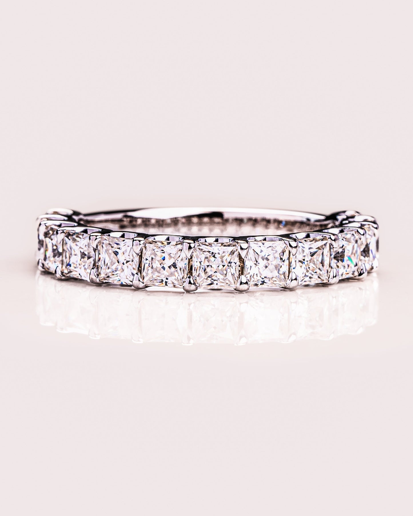 2.8 CT Princess Stones Half Eternity Lab Grown Diamond Wedding Band