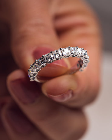 2.8 CT Princess Stones Half Eternity Lab Grown Diamond Wedding Band