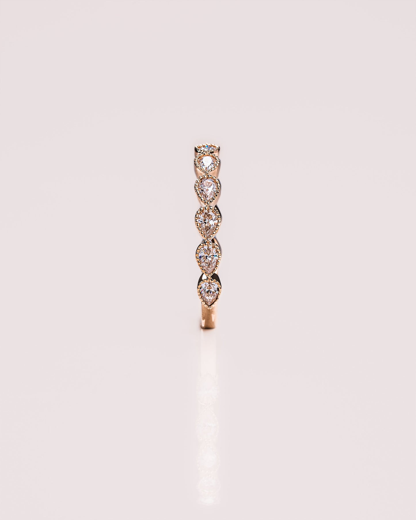 0.8 CT Pear Stones Milgrain Lab Grown Diamond Wedding Band