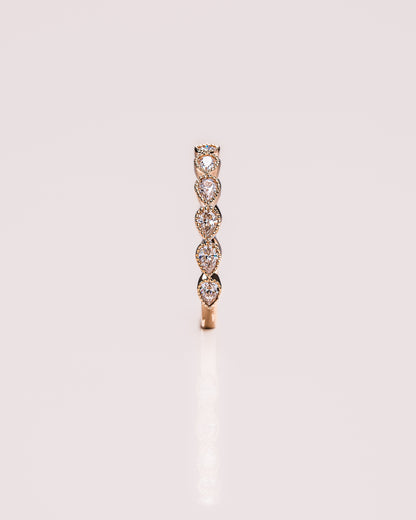 0.8 CT Pear Stones Milgrain Lab Grown Diamond Wedding Band