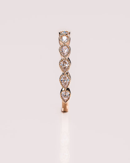 0.8 CT Pear Stones Milgrain Lab Grown Diamond Wedding Band