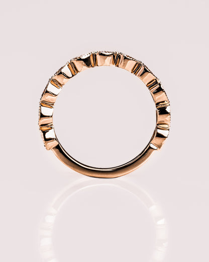 0.8 CT Pear Stones Milgrain Lab Grown Diamond Wedding Band