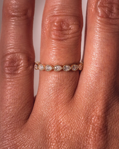 0.8 CT Pear Stones Milgrain Lab Grown Diamond Wedding Band