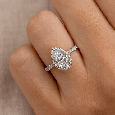 Marquise Shaped Three Stone Lab Grown Diamond Engagement Ring