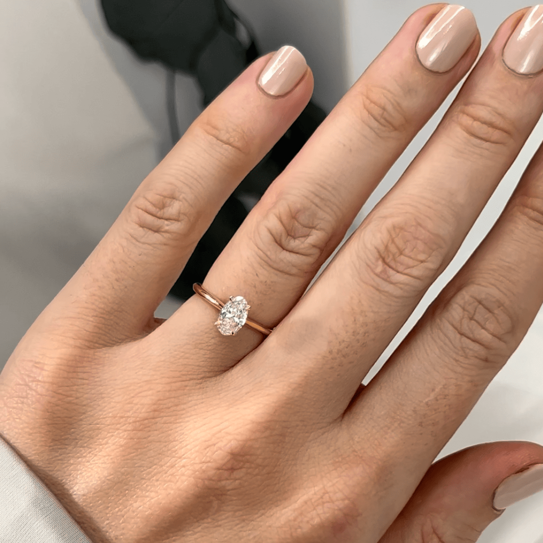 Marquise Shaped Three Stone Lab Grown Diamond Engagement Ring