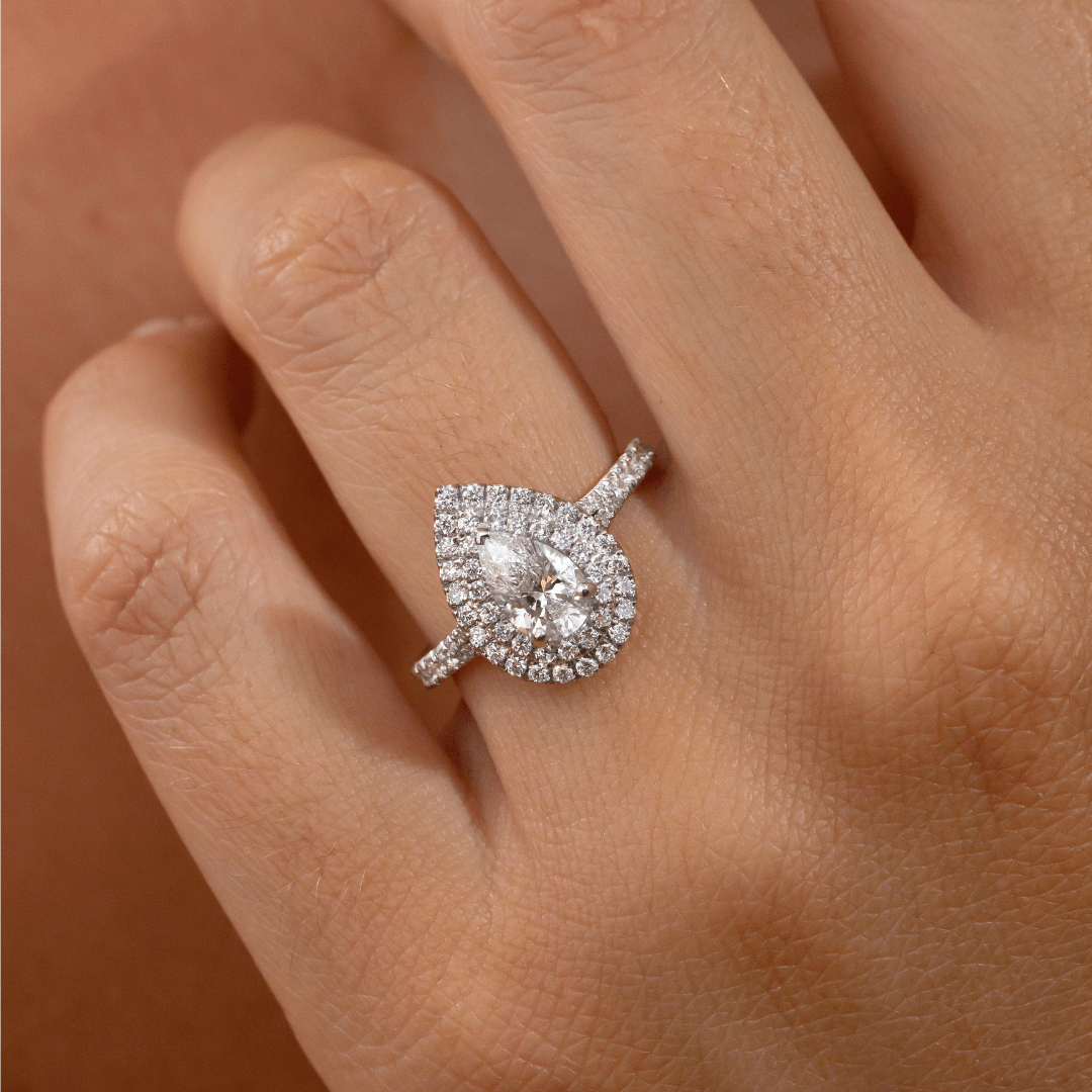 Marquise Shaped Three Stone Lab Grown Diamond Engagement Ring
