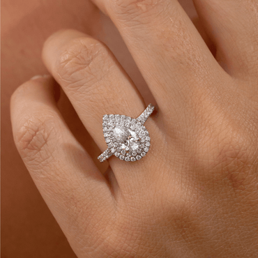 Marquise Shaped Three Stone Lab Grown Diamond Engagement Ring