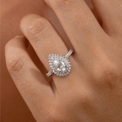 Marquise Shaped Three Stone Lab Grown Diamond Engagement Ring