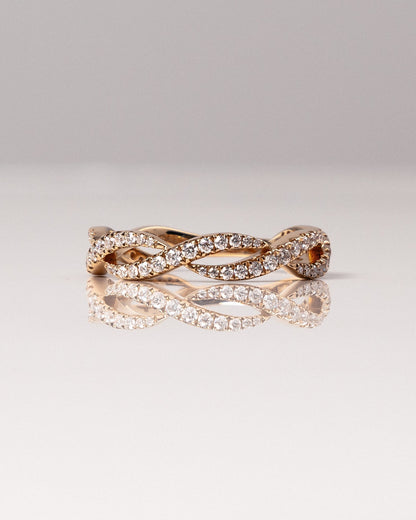 0.54 CT Round Stones Criss Cross Style Lab Grown Diamond Wedding Band