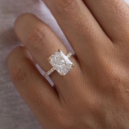 Marquise Shaped Three Stone Lab Grown Diamond Engagement Ring