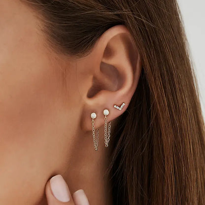 0.12 TCW Round Cut Bezel Setting Stud Moissanite Earrings 3