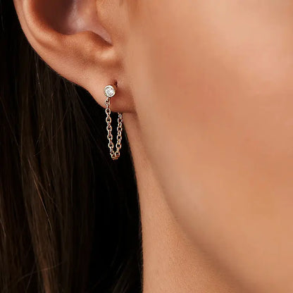0.12 TCW Round Cut Bezel Setting Stud Moissanite Earrings 1
