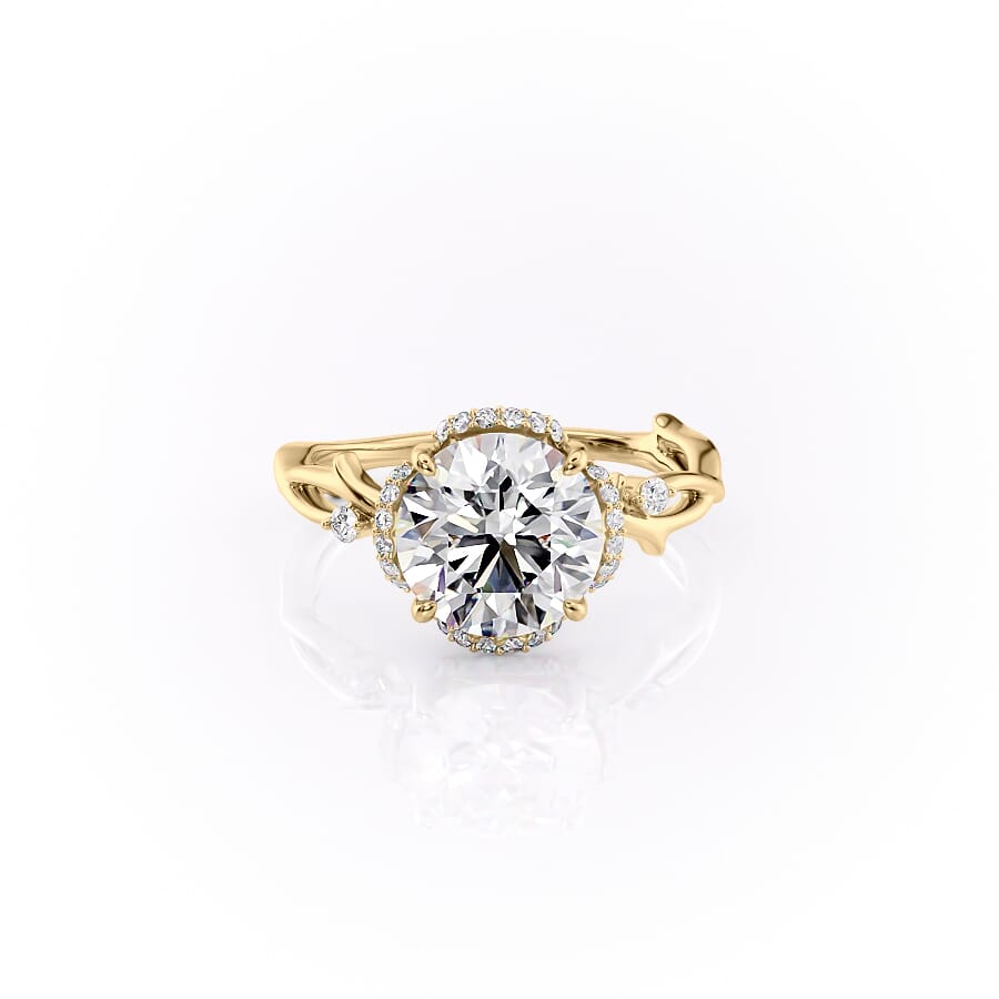 2 CT Round Cut Twig Lab Grown Diamond Engagement Ring