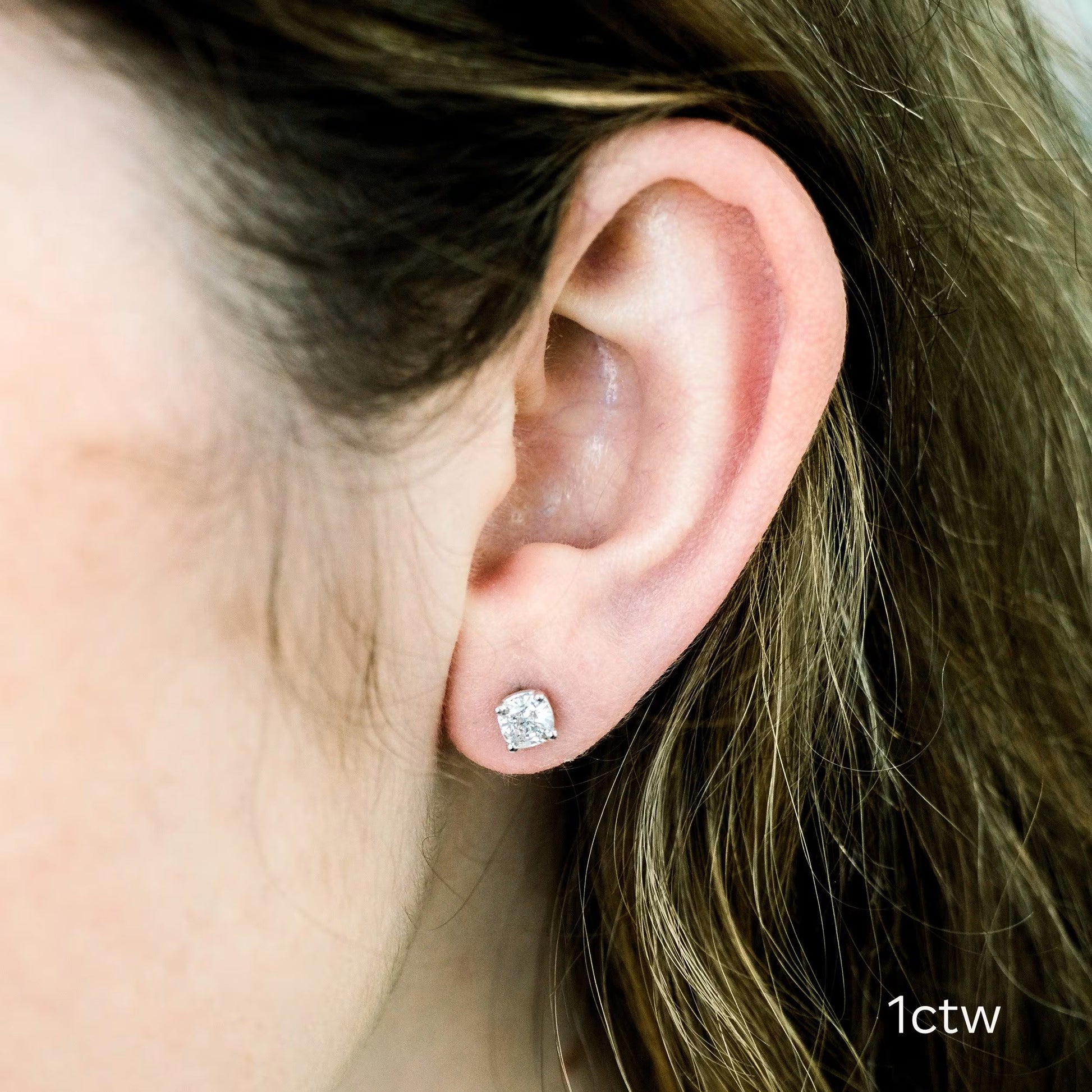 1.50 TCW Cushion Shape Moissanite Stud Earrings in Gold 4