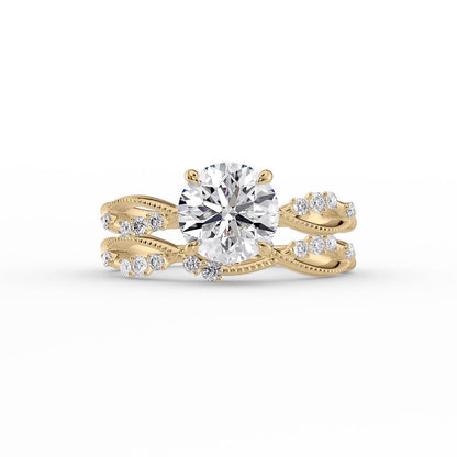 2 CT Round Cut Twig & Milgrain Lab Grown Diamond Engagement Ring
