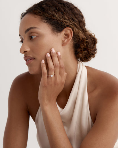 Marquise Shaped Three Stone Lab Grown Diamond Engagement Ring