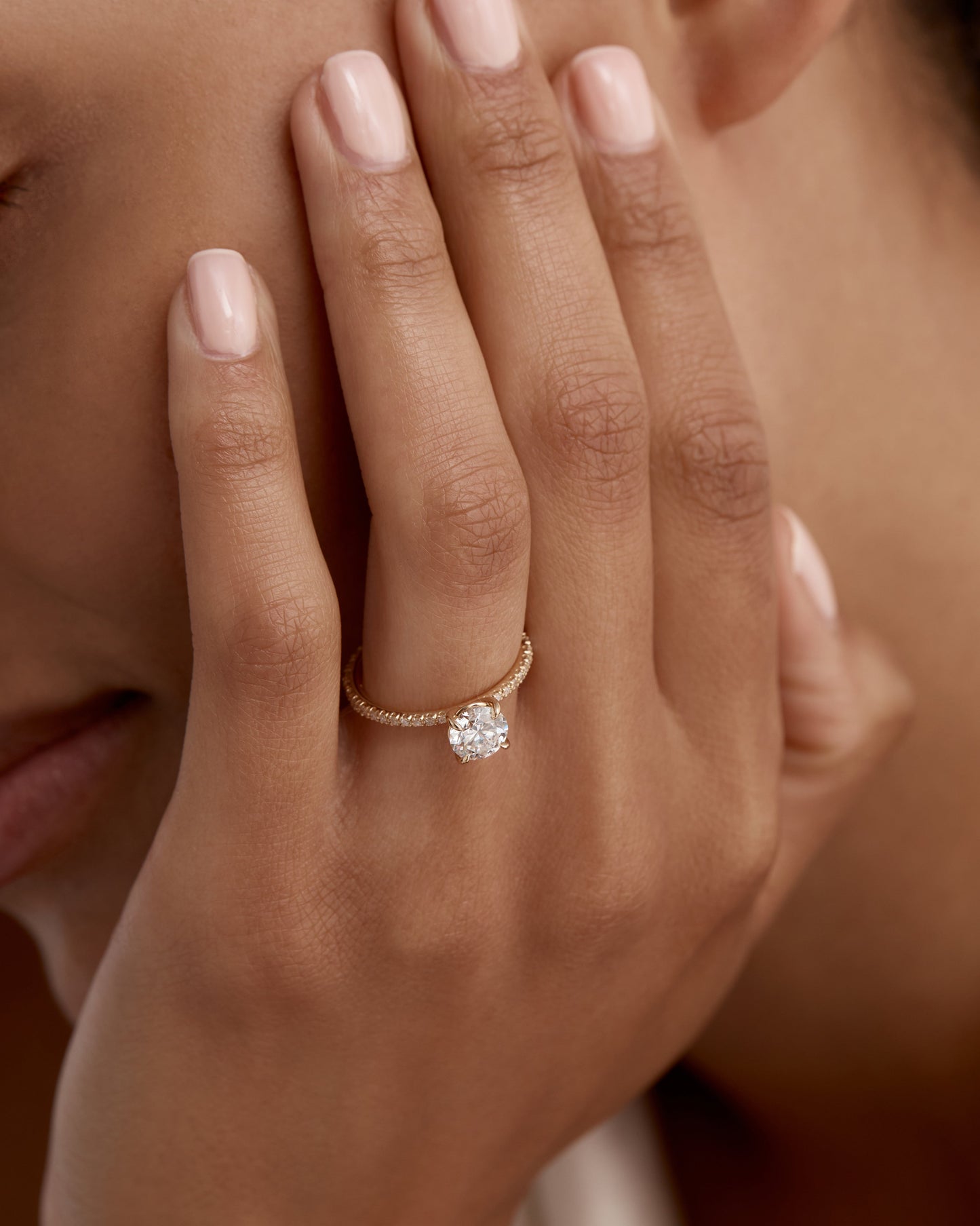 Marquise Shaped Three Stone Lab Grown Diamond Engagement Ring