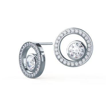 1.0 TCW Round Cut Moissanite Bezel Circle Stud Earrings in Gold 2