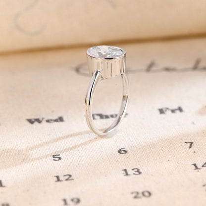 Stunning 1.0 CT Oval Cut Moissanite Engagement Ring with Solitaire Bezel Design 7