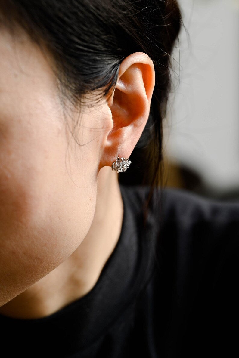 0.50 TCW Round Cut Moissanite Floral Halo Earrings in Gold 4