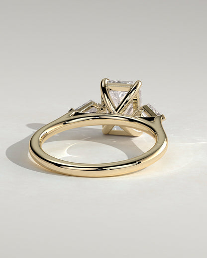 Emerald Three Stones Lab Grown Diamond Engagement Ring