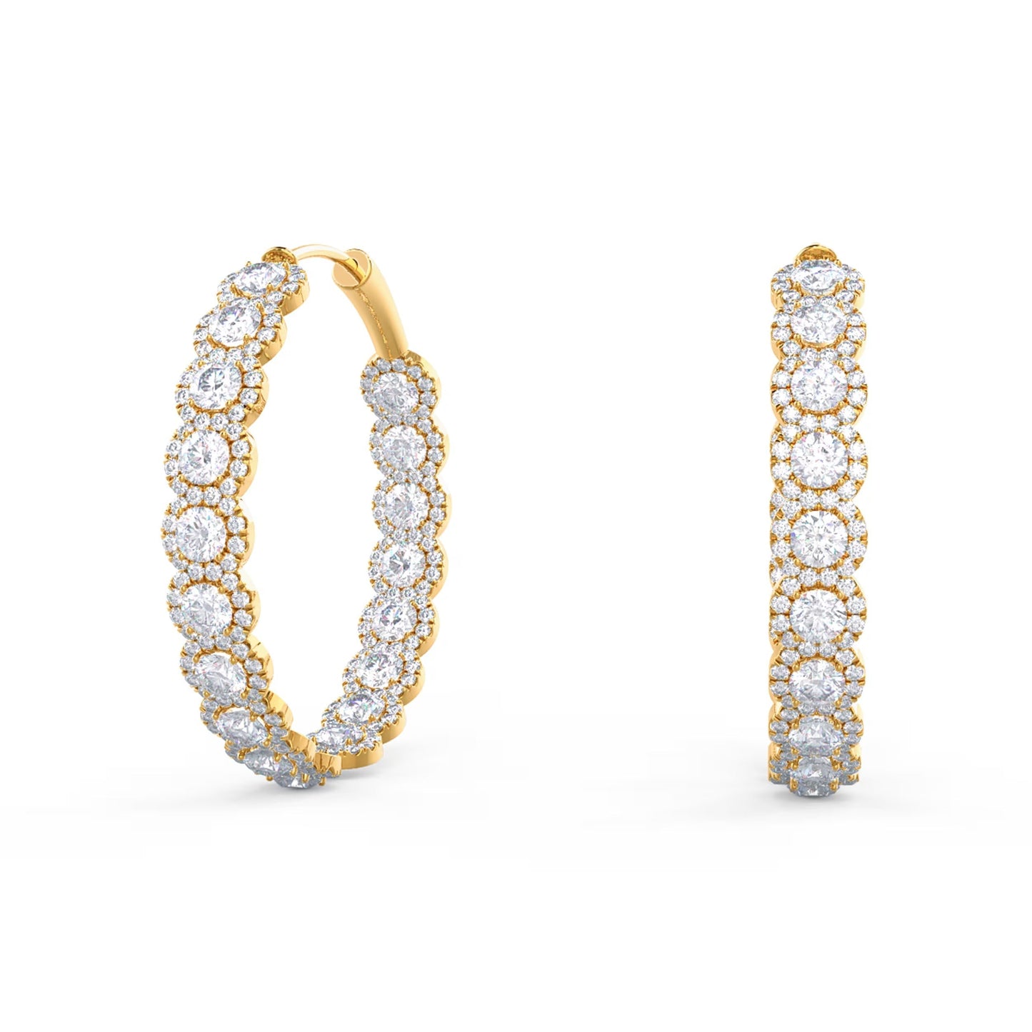 1.50 TCW Round Cut Moissanite Prong Set Inside Out Hoops Earrings in Gold 1
