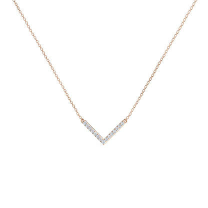 0.40 CT Round Moissanite Diamond V-Shape Pendant Necklace in Solid Gold 6