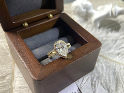 Stunning 3.0 CT Pear Moissanite Engagement Ring with Halo & Pave Design 9