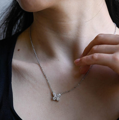 0.30 TCW Round & Marquise Moissanite Diamond Leaf Pendant Necklace in Solid Gold 3