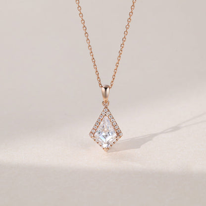1.20 TCW Kite Moissanite Diamond Halo Pendant Necklace in Solid Gold 1