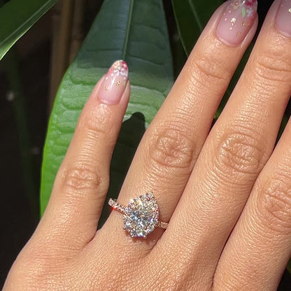 1.2 CT Pear Cut Halo & Pave Lab Grown Diamond Bridal Ring Set