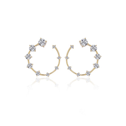 0.85 TCW Round Cut Moissanite Hoops Earrings in Gold 1