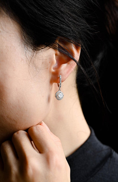 1.30 TCW Round Cut Moissanite Drop Earrings in Gold 2