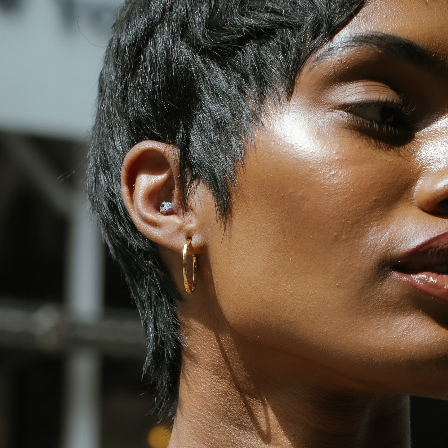 0.55 TCW Round Cut Moissanite Hoops Earrings in Gold 2