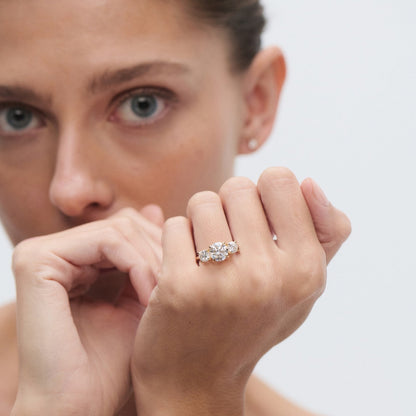 1 CT Round Cut Three Stones Lab Grown Diamond Engagement Ring