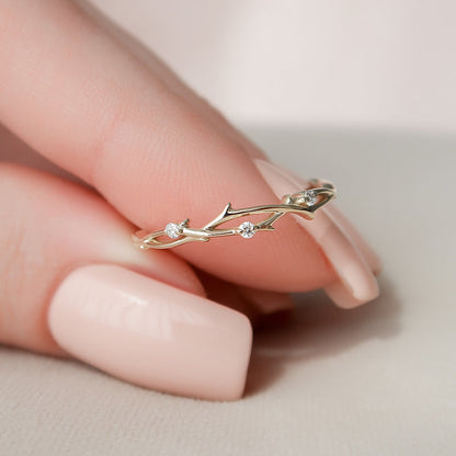 0.04 CT Round Shaped Twig Lab Grown Diamond Wedding Band