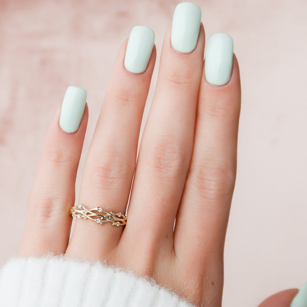 0.08 CT Round Shaped Twig Lab Grown Diamond Wedding Band