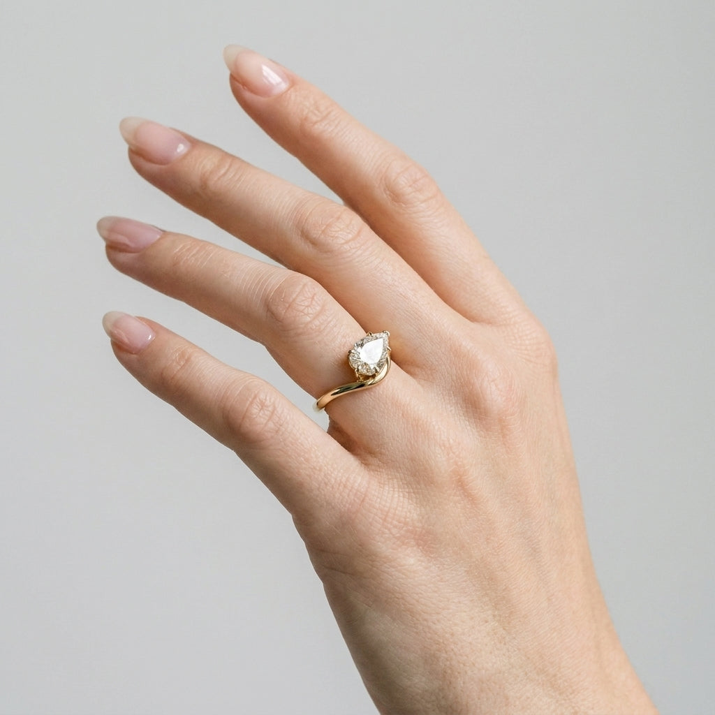 Marquise Swirl Solitaire Engagement Ring – 1 CT Lab Grown Diamond