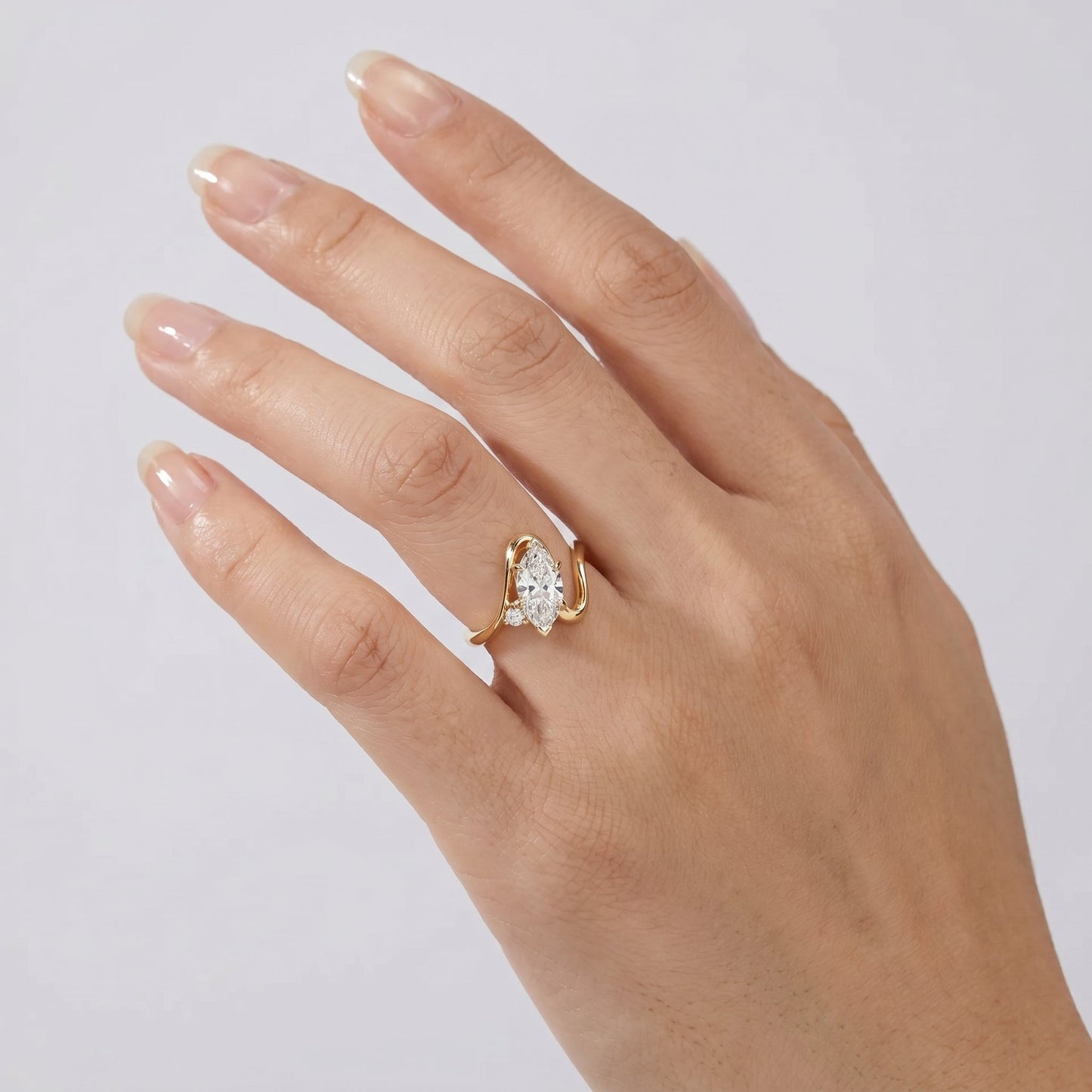 Marquise Swirl Solitaire Engagement Ring – 1 CT Lab Grown Diamond
