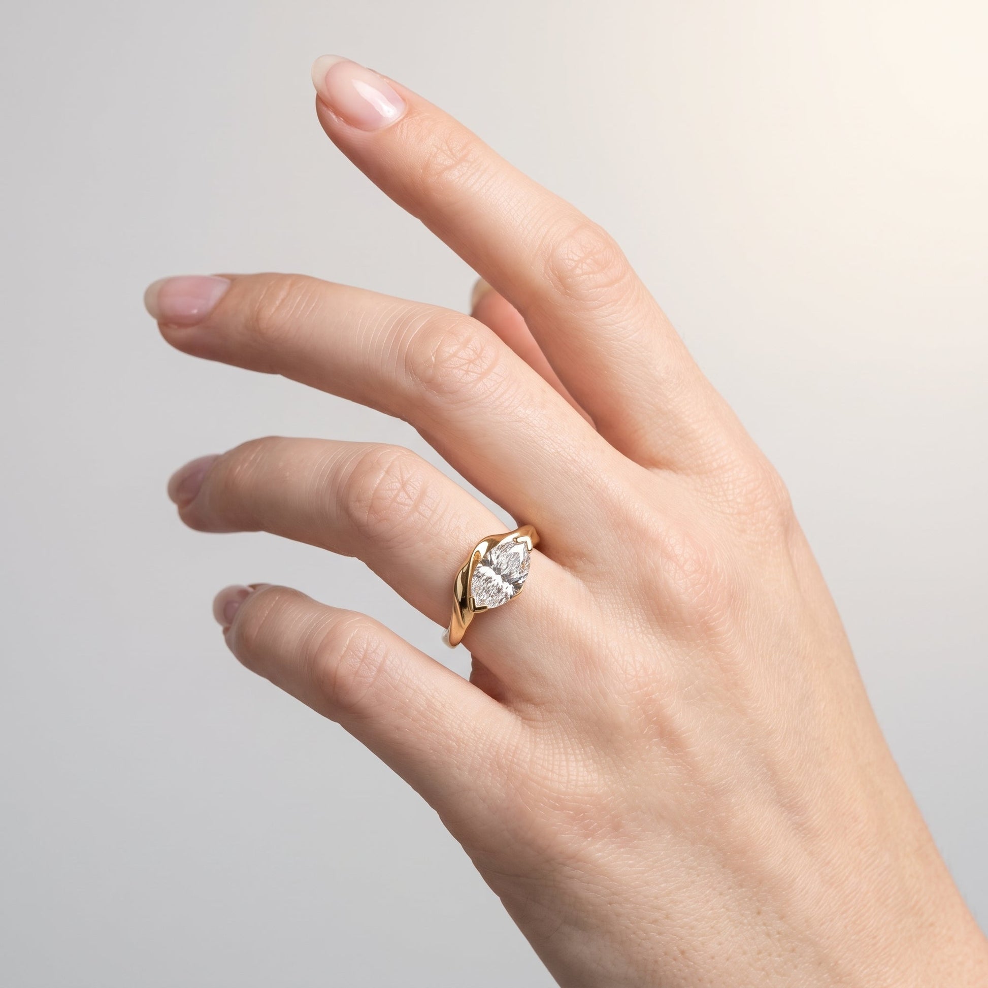 Marquise Swirl Solitaire Engagement Ring – 1 CT Lab Grown Diamond