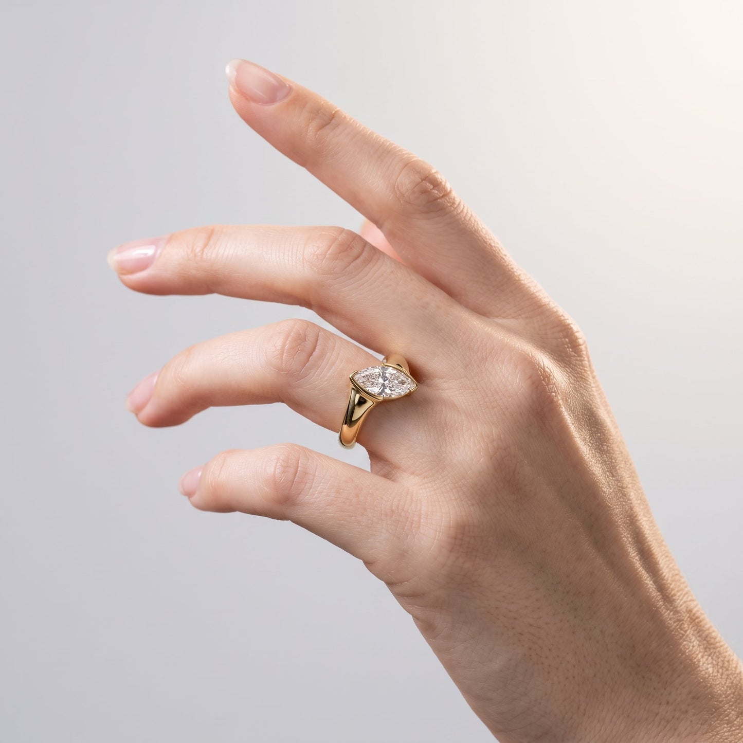 Marquise Swirl Solitaire Engagement Ring – 1 CT Lab Grown Diamond
