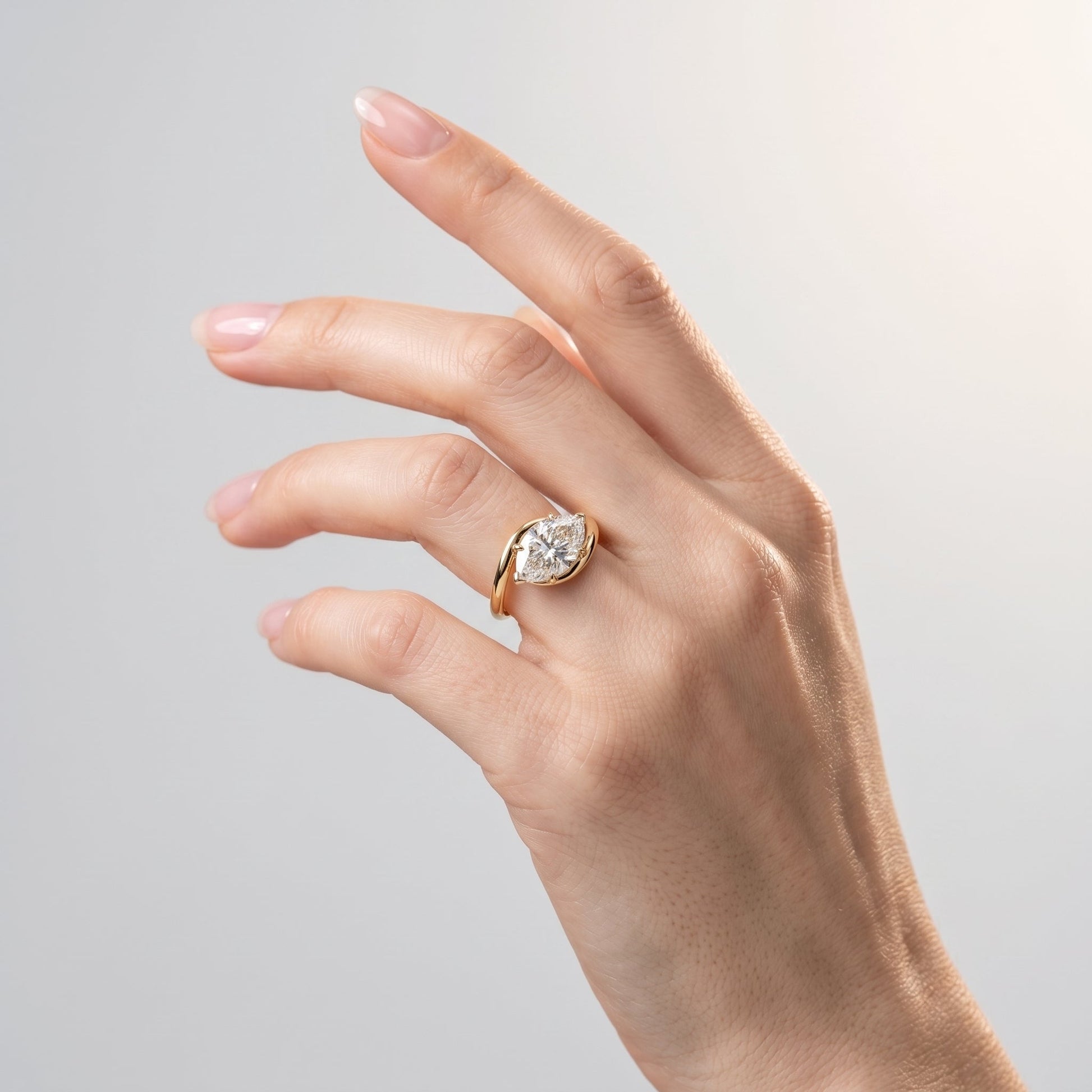 Marquise Swirl Solitaire Engagement Ring – 1 CT Lab Grown Diamond
