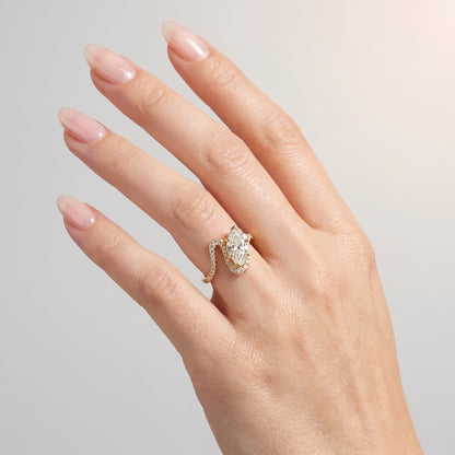 Marquise Swirl Solitaire Engagement Ring – 1 CT Lab Grown Diamond