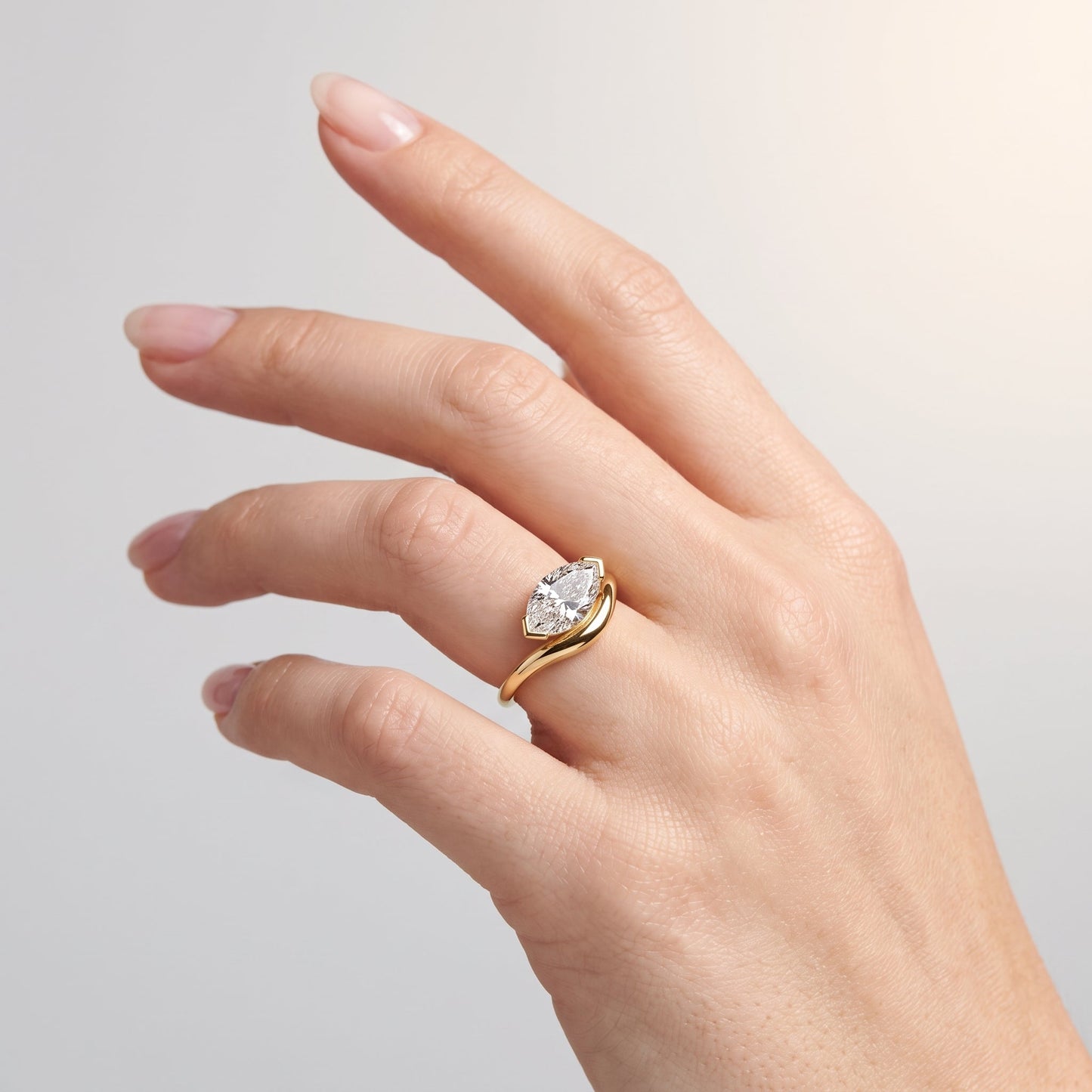 Marquise Swirl Solitaire Engagement Ring – 1 CT Lab Grown Diamond