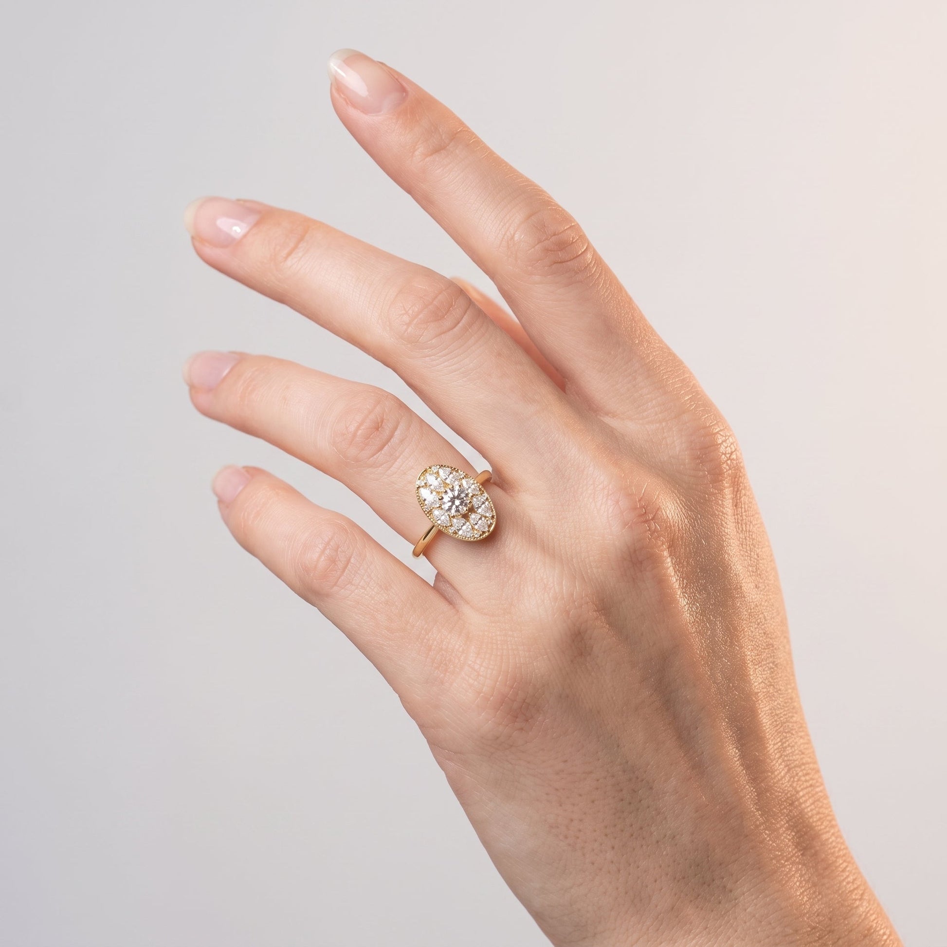 Marquise Swirl Solitaire Engagement Ring – 1 CT Lab Grown Diamond