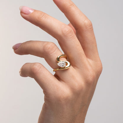 Marquise Swirl Solitaire Engagement Ring – 1 CT Lab Grown Diamond