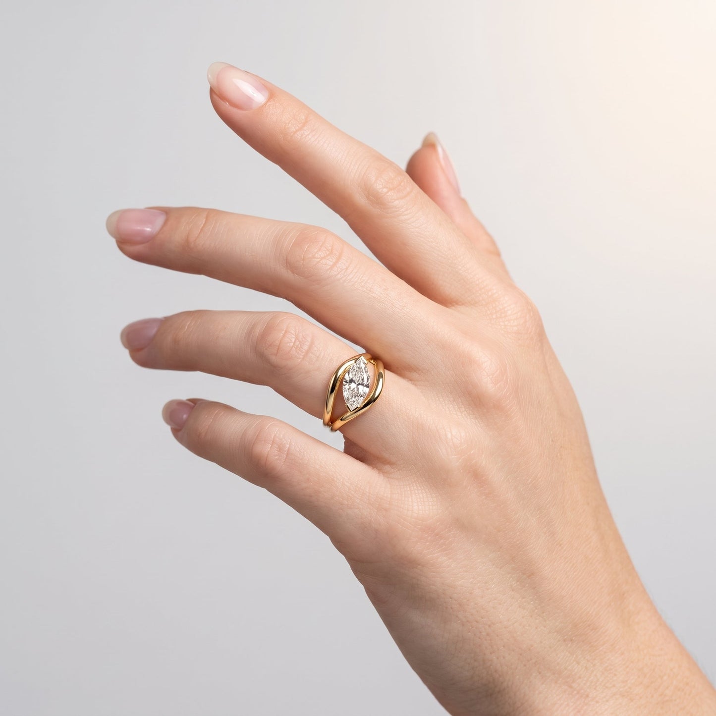 Marquise Swirl Solitaire Engagement Ring – 1 CT Lab Grown Diamond
