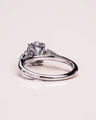 1.91 CT Oval Moissanite 3-Stones Engagement Ring (US Size 5.25 Ready To Ship)
