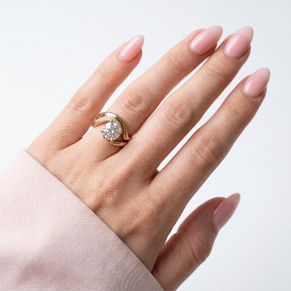 1.0 CT Round Solitaire Moissanite Diamond Bridal Ring Set